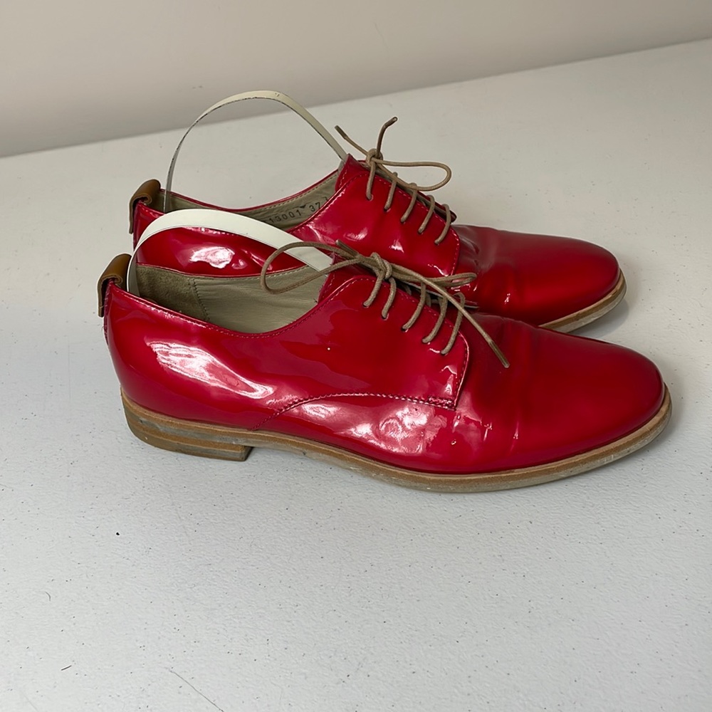Agl Patent Leather Lace-Up Flats